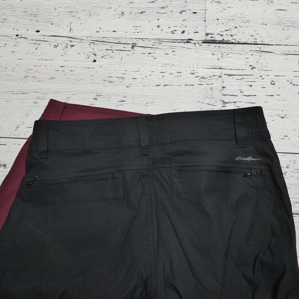 Eddie Bauer Shorts Womens 8 Lot Of 2 Black Burgundy‎ Bermuda Hiking Cuffed - Picture 9 of 13